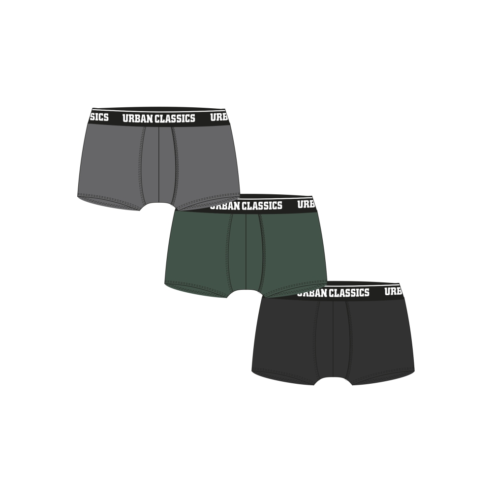Urban Classics - 3Pack Boxershorts set - Grijs/Groen